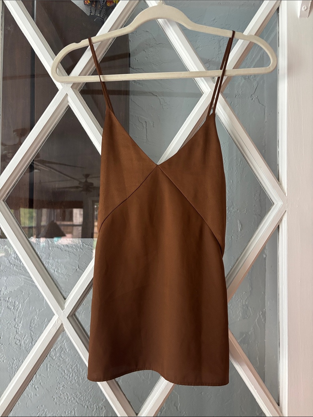 Express Brown Satin Spaghetti Strap Tank